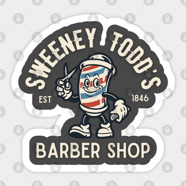 Sweeney Todd's vintage Barber shop, retro 1800's Sticker by Teessential